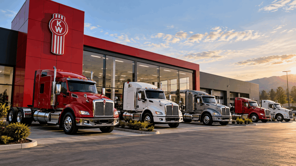 Concesionario Kenworth al atardecer